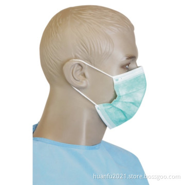 Disposable nonwoven 3-ply mask with flat elastic